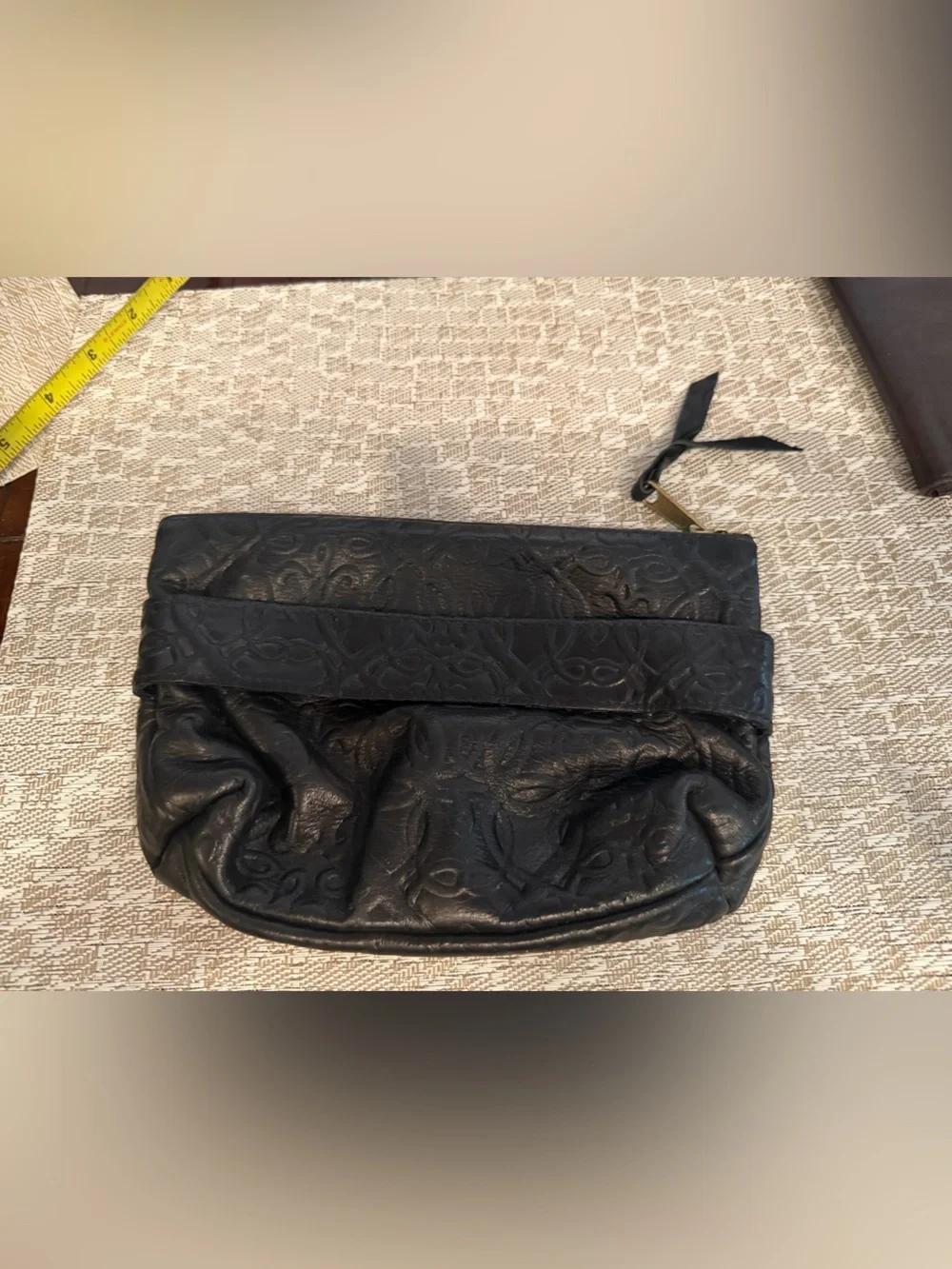Alex and Ani embossed leather zippered pouch